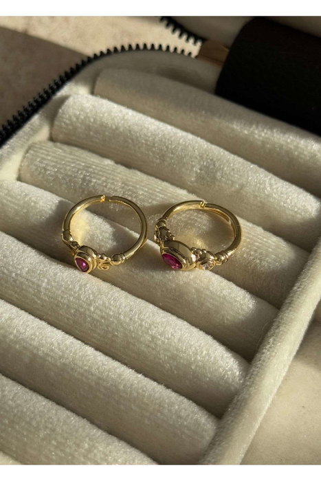 Heliophilia Silver Anillo de Latón Rojo con Revestimiento de Laca